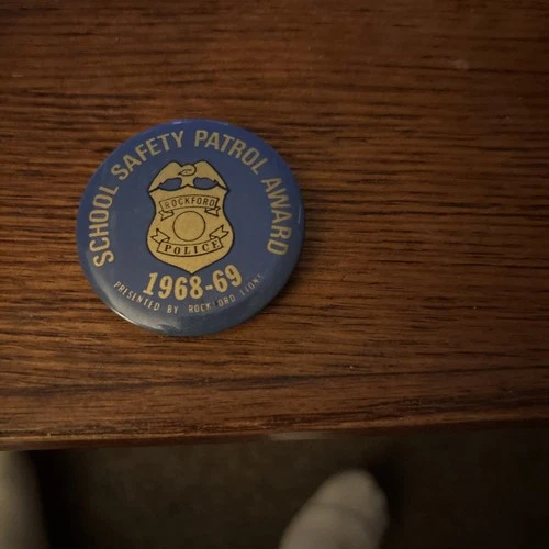 School Safety Patrol Award Pin Rockford Illinois Police 1968-69