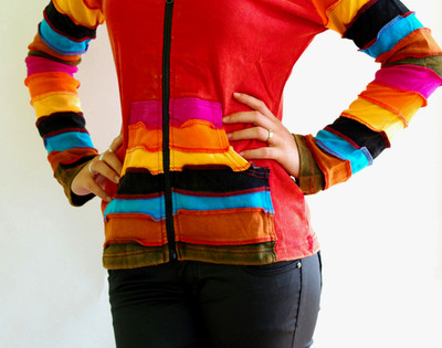 Gugel Patchwork Jacke Nepal Goa Ethno Gr.36-42