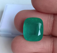 11.43 Carat Natural Zambia Emerald Cushion Cut Unheated Certified Loose Gemstone