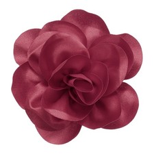 Rose Flower Brooch, 5.5 Inch Handmade Satin Fabric Lapel Pins, Bean Paste Color