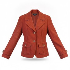Talbots Women Orange Wool Blend Tailored Blazer Jacket Button Front Size 2