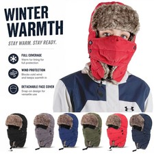 Winter Warm Hat with Ear Flaps Mask Russian Ushanka Aviator Cap for Men Women
