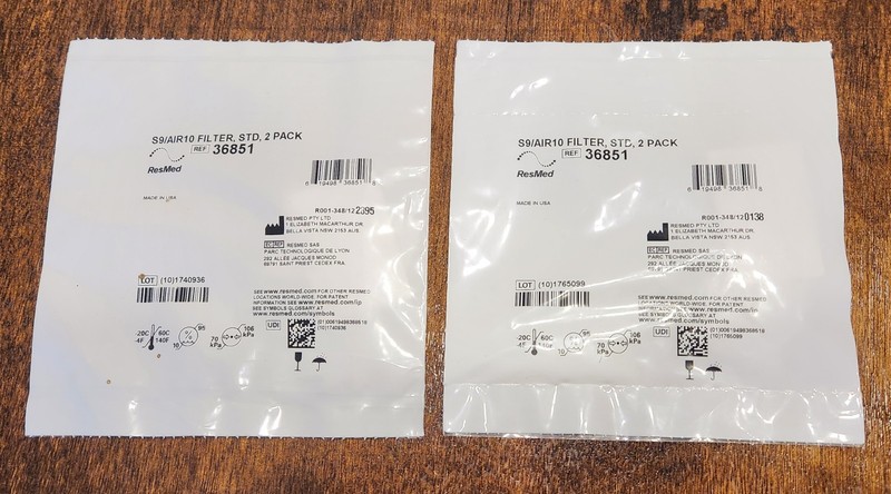 New 3 ResMed S9/Air10 Filter STD Sealed 2 Pack 36851 CPAP TWO 3 Packs 6 Filters