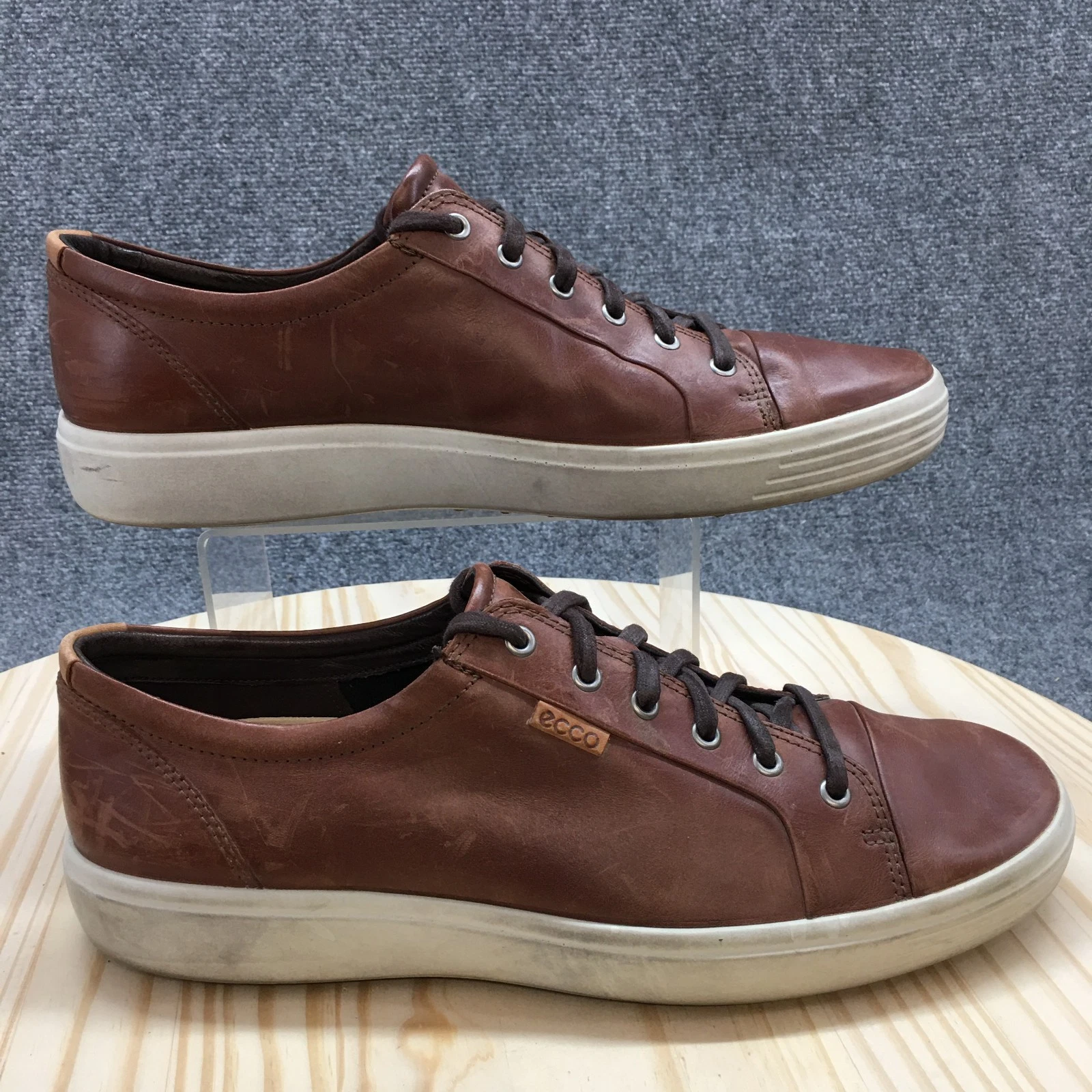 Scarpe Ecco uomo 14 sneakers morbide 7 marroni stringate basse casual comode basse