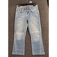 True Religion Jeans Girls 14 Blue Joey Flare Bootcut Distressed Denim Pants