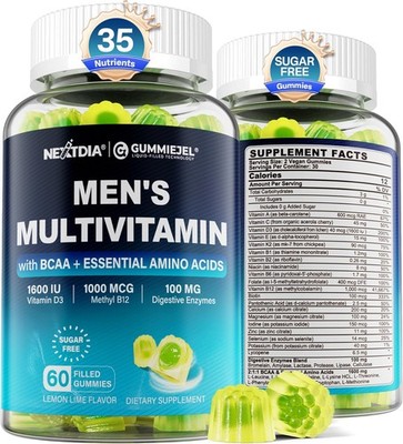 Methylated Multivitamin for Men Gummies, BCAA Amino 60 Count (Pack of 1) 