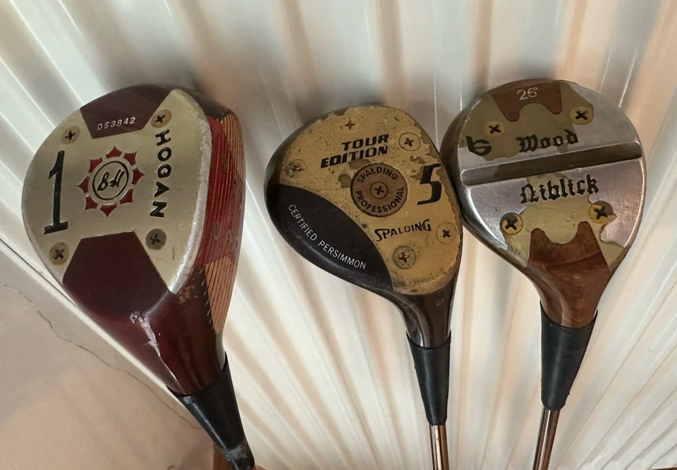 Vintage Hogan Driver  + Niblick Wood 26 ° + Spalding Holz 5 - Golf