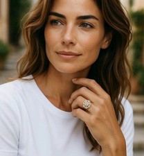 925 Sterling Silver Cubic Zirconia Flower Ring Size 6