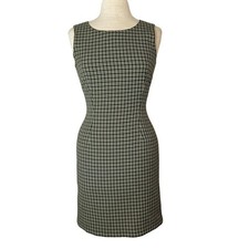 VTG Moschino Dress Women's Sz 42 8 Green Plaid Academia Y2K Mid Mod Italy