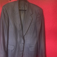 Oscar de la Renta Wool Twill Blazer 40R Black Two-Button Notch