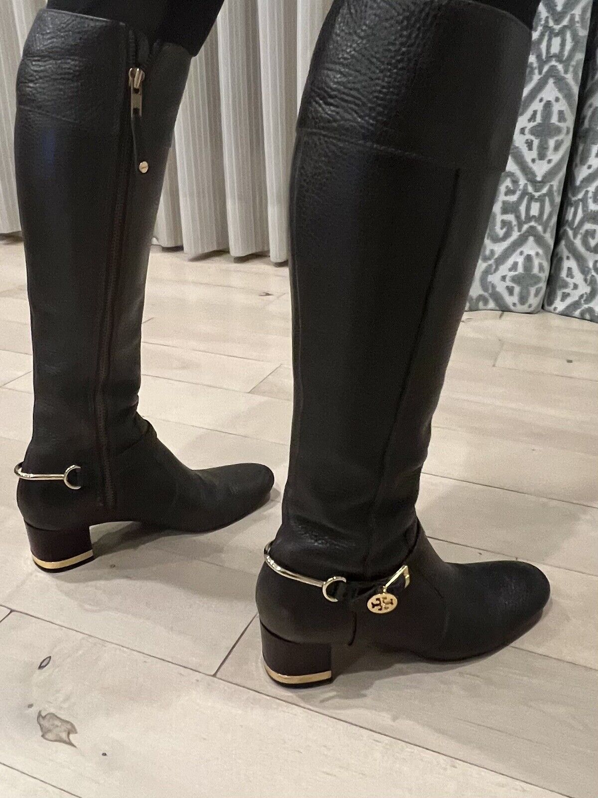 Tory Burch leather brown riding boots women's  | eBay