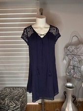 New Woman’s Blue Rain Lace Cap Sleeve A-line Short Dress Size S Small