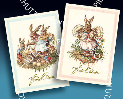 10 EASTER GREETING CARDS EASTER BUNNIES HAPPY EASTER POSTCARD 2 OLD MOTIFS BEAUTIFUL GREAT!