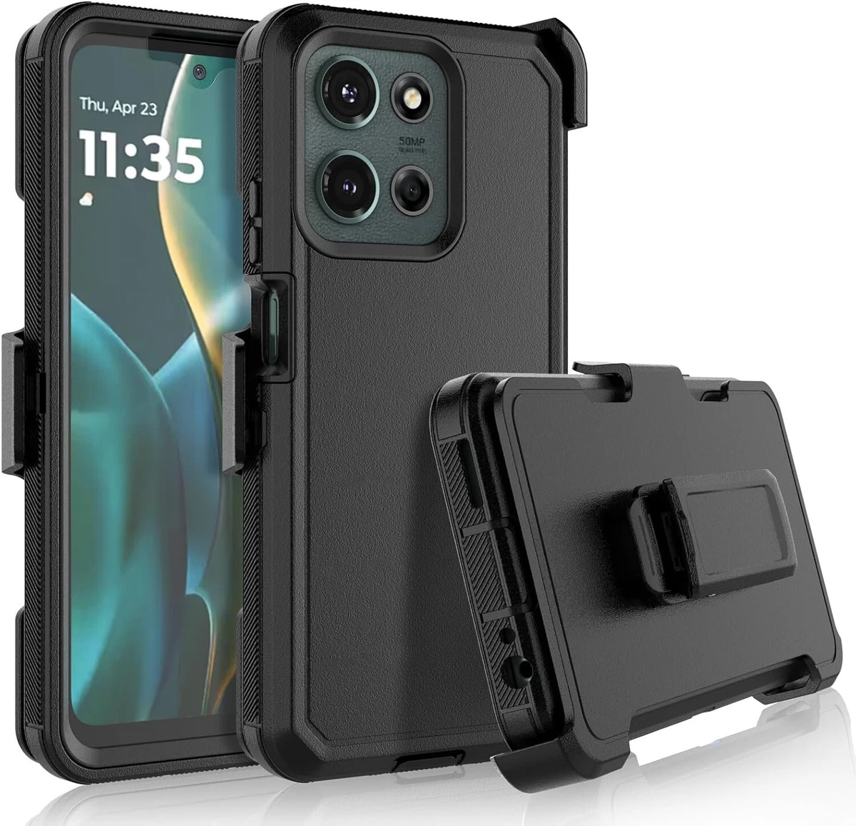 Cover SEEKO Per Motorola Moto G22 – Custodia Antiurto In Silicone Con Cavalletto Nascosto Pieghevole – Nero - 2