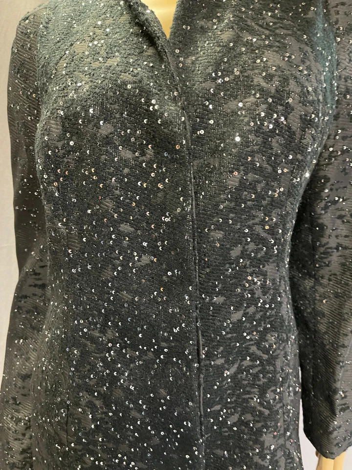 НОВЫЙ БЕЛЫЙ ДОМ ЧЕРНЫЙ РЫНОК ЧЕРНЫЙ БЛЕСТКАМИ УКРАШЕННЫЙ ПАЛЬТО SZ L БОЛЬШОЙ - Изображение 2 из 3