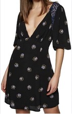 FREE PEOPLE Mockingbird Open Back Mini Dress Black Combo Size 0
