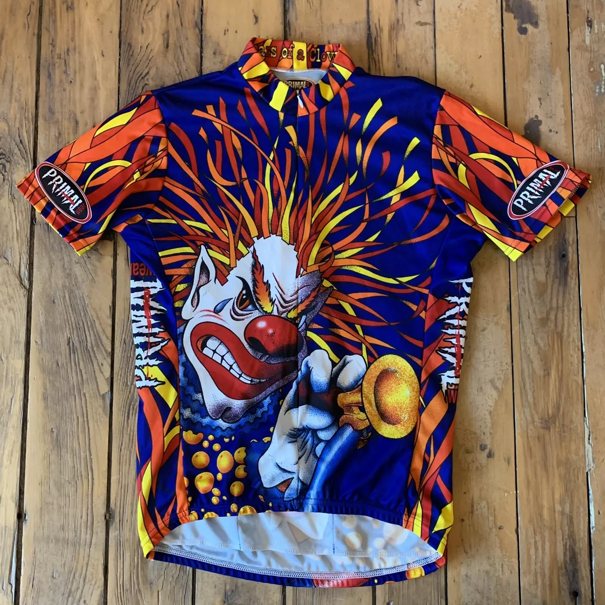 Primal CLOWN Cycling Jersey Shirt Size Medium Coolmax Bike Cycle Gears