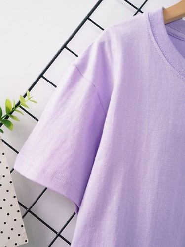Loose Kids T-shirt Short Sleeve Shirts Unisex Tee Round Neck Tops Plain Girls - Picture 42 of 102