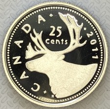 2011 Canada 25 Cents Caribou Proof 92.5% Silver Quarter Heavy Cameo Coin