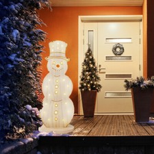 Décoration de Noël Bonhomme Neige Lampe Décorative Bois LED Timer Extérieur IP44