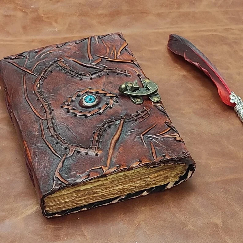 Vintage Leather Journal with Spell Eye Journal Hocus Pocus Book of Shadows - Image 3 of 4
