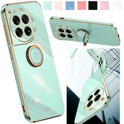 Electroplated TPU Soft Ring Stand Case Screen Protector For OnePlus 12 11 9R
