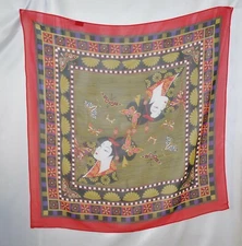 Bob Mackie Wearable Art Madame Butterfly Silk Scarf W/Gift Box --Red Multi