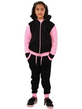 Kids Tracksuit Girls Boys Fleece Hooded Hoodie Bottom Jogging Suit Jogger 7-13Yr
