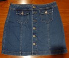 LOFT BLUE DENIM MINI SKIRT WOMEN'S 12 JEAN - FULL BUTTON FRONT - PRE-OWNED — photo 1