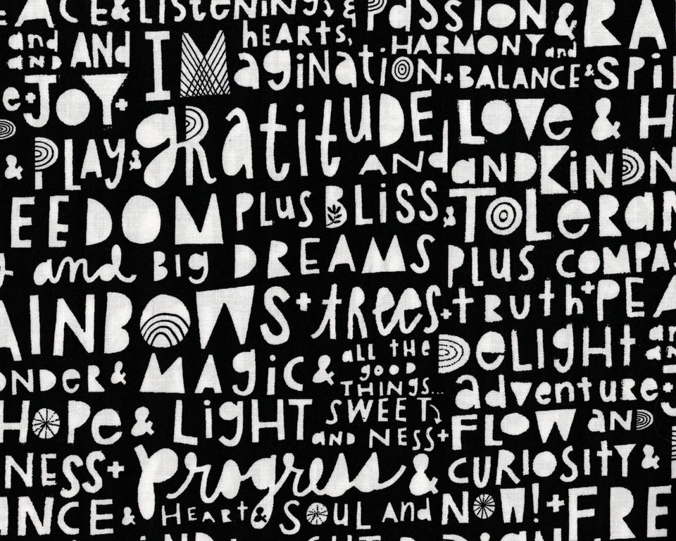 100% Cotton Fabric, Cori Dantini WHITE BLACK Writing on Wall Collection, 1 Yard - Image 2 of 2