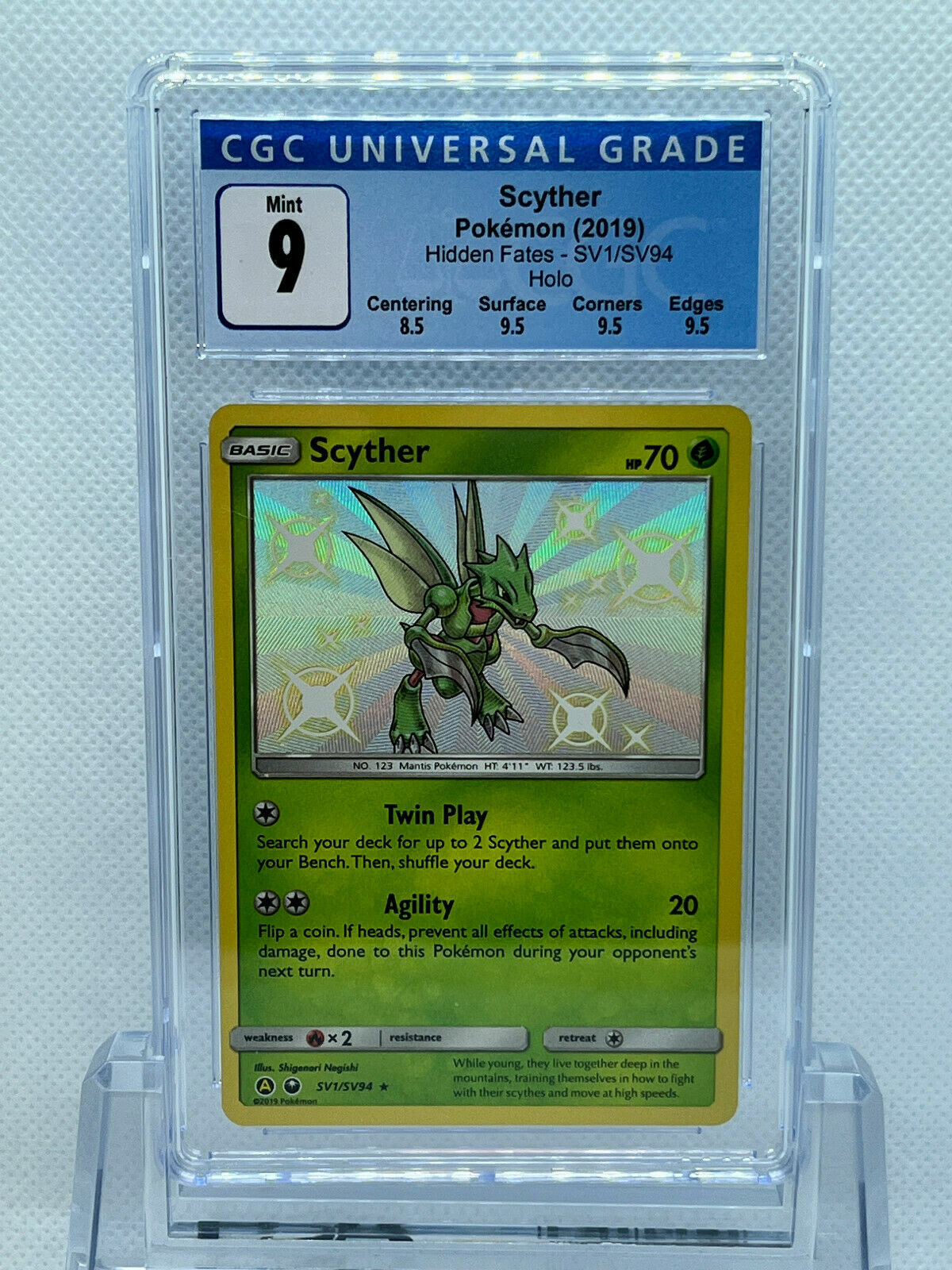Pokémon Hidden Fates Shiny Vault SV1/SV94 Shiny Scyther CGC 9 Mint