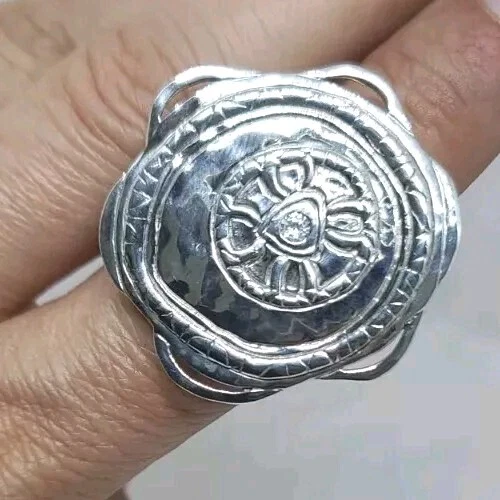 Silpada Legacy Sterling Silver 925 Shield CZ accent Ring Size 5.5 - Image 4 of 4