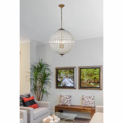 FRENCH GOLD SPHERE GLOBE DINING ROOM CRYSTAL CHANDELIER LIGHTING 5 LIGHT 33.5''
