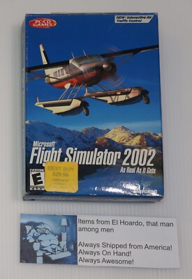 Microsoft Flight Simulator 2002 Complete in Box CIB PC CD Rom Planes 3 Discs