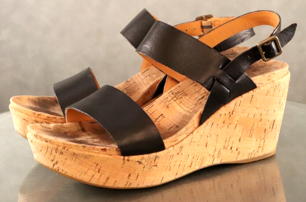 APL Sandali donna con zeppa Kork Ease taglia 10 pelle nero marrone