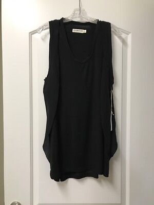 Artisan De Luxe Black Tunic Tank Shell Silk Flutter Side Detail Small S NWT