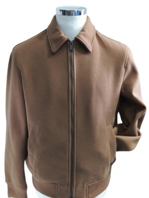 Navigate men's flannel bomber jacket with collar and logo