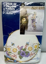 Spring Floral Pillowcase Pair Embroidery Ballpoint Painting Vogart Crafts 8703S