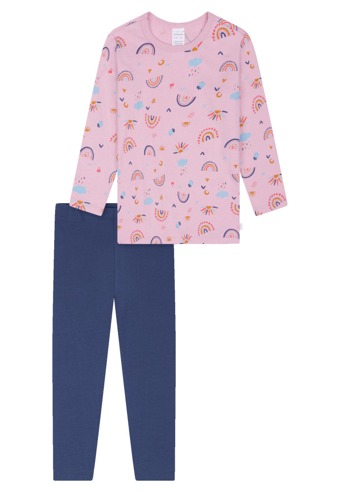Schiesser 181816 Regenbogen Wolke Sonne Schlafanzug Pyjama Nachtwäsche rosa blau