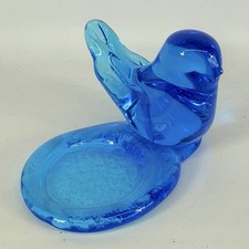Bluebird of Happiness Art Glass Votive Candle Holder Signed Vintage 1993