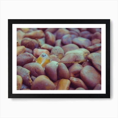 Eiswürfel zwischen Fluss Steinen Kunst P gerahmt Wandbild Poster Leinwanddruck Bild
