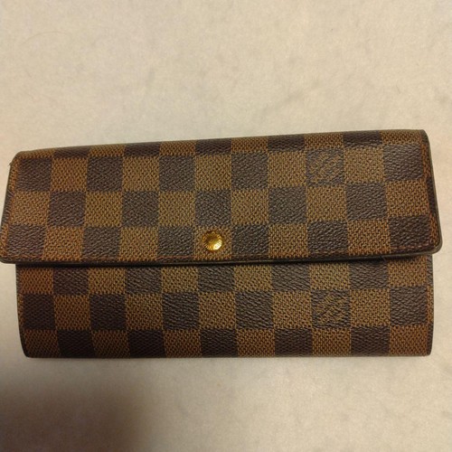 Louis Vuitton Damier Leather Wallet Brown Dark Brown Snap Closure Used From Japa