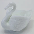 Mid Century Imperial Milk Glass Swan Trinket Novelty Dish Collectible Vintage