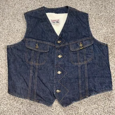 Vintage Lee Storm Rider Sherpa Denim Vest Size Large Mens