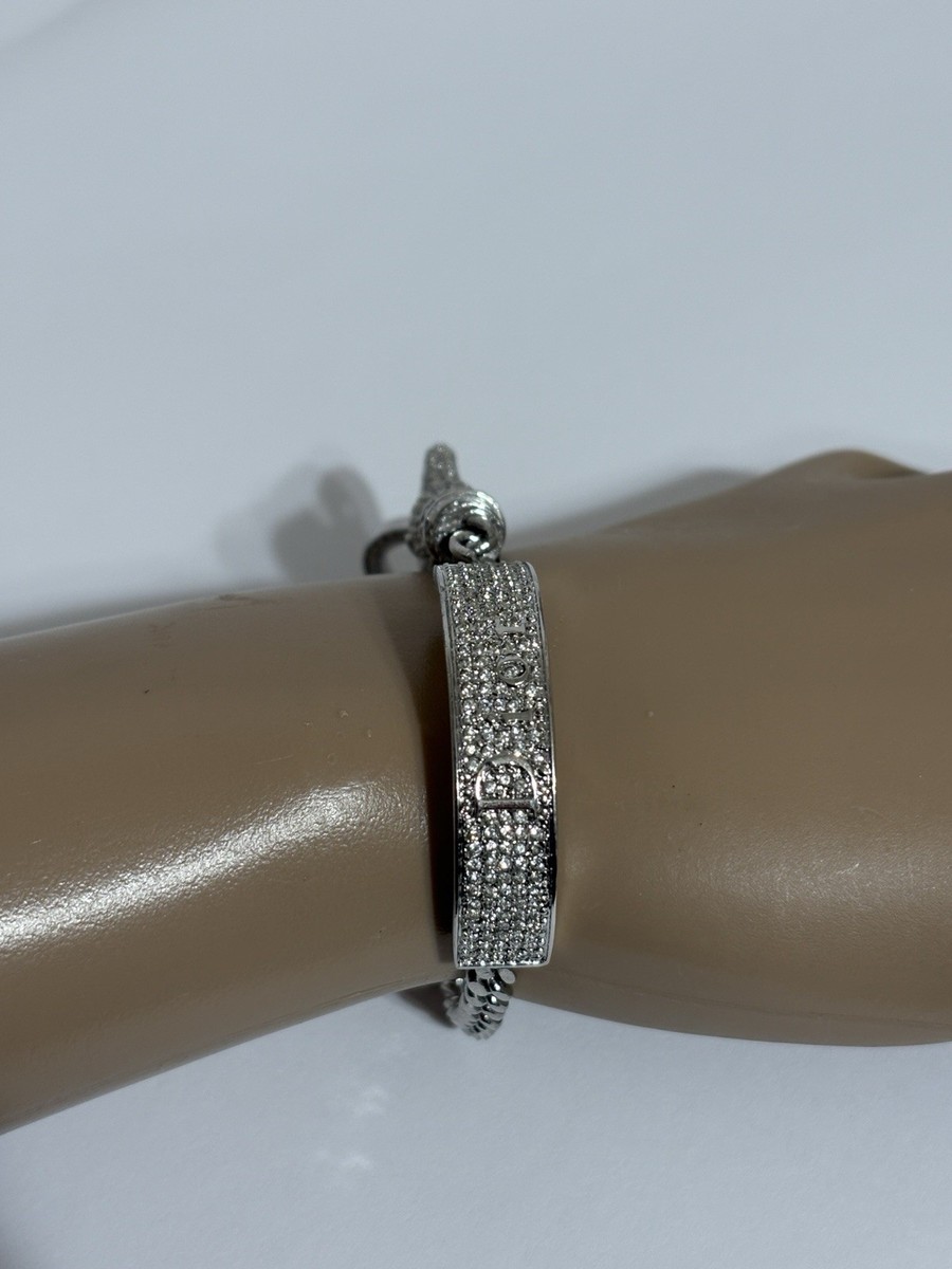 Vtg Christian Dior by John Galliano Silver Crystal Carabiner