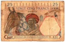 1936 French West Africa 25 Francs P22 a circulated 01-05-1936 SALE OPPORTUNITY