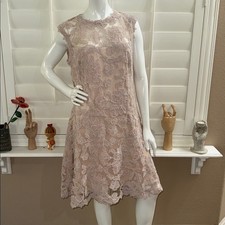 Tadashi Shoji TAMURA Embroidered Lace Dress Blush Pink Sz 14
