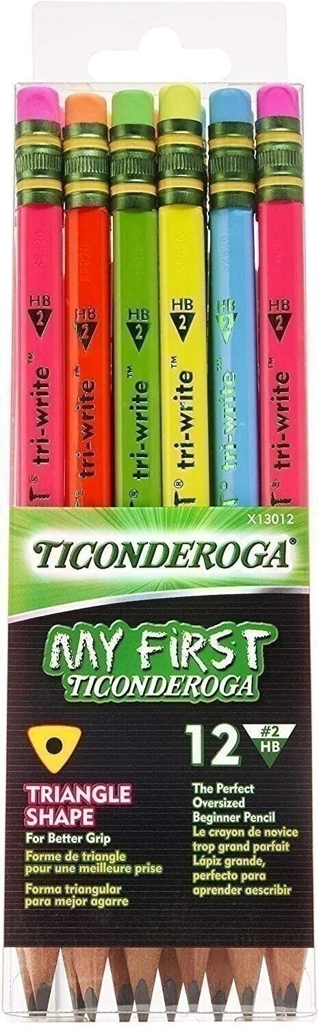 Ticonderoga My First Tri-Write Wood-Cased Pencils, Neon Colors, 12 Count...