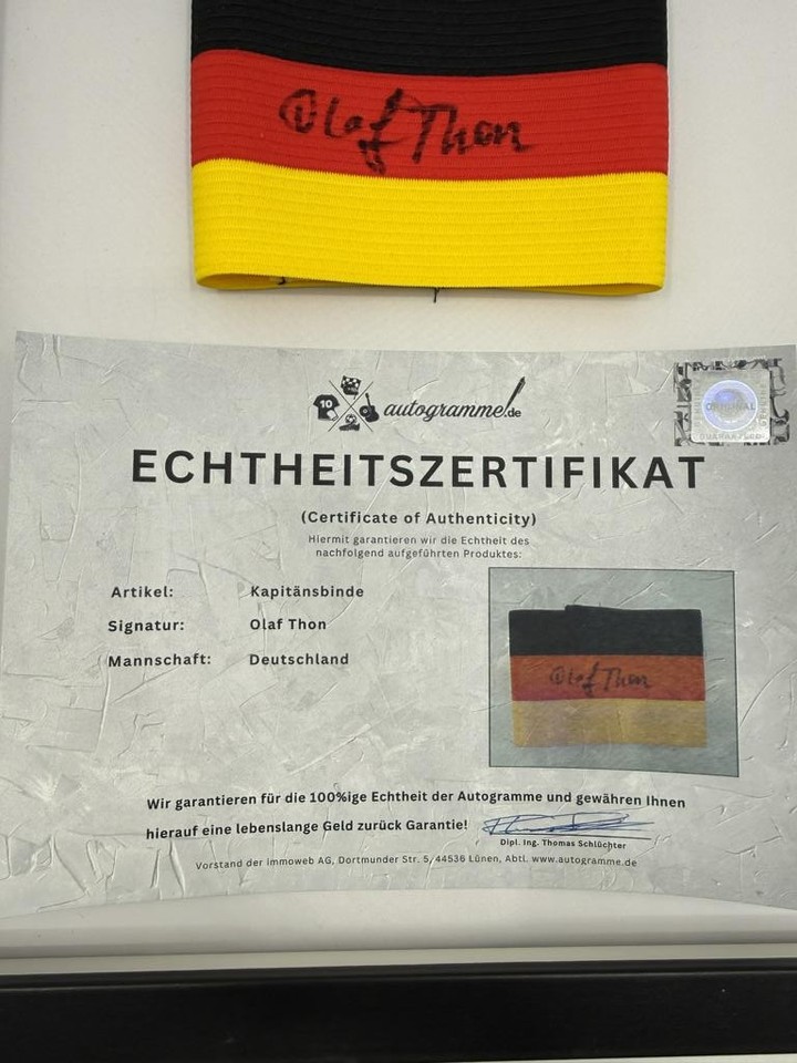 Captain's Armband Olaf Thon Signé In The Frame Germany DFB | eBay UK