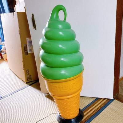 NISSEI Soft Cream Stand Light Matcha Green Ice Cream Cone Signboard Japan Rare